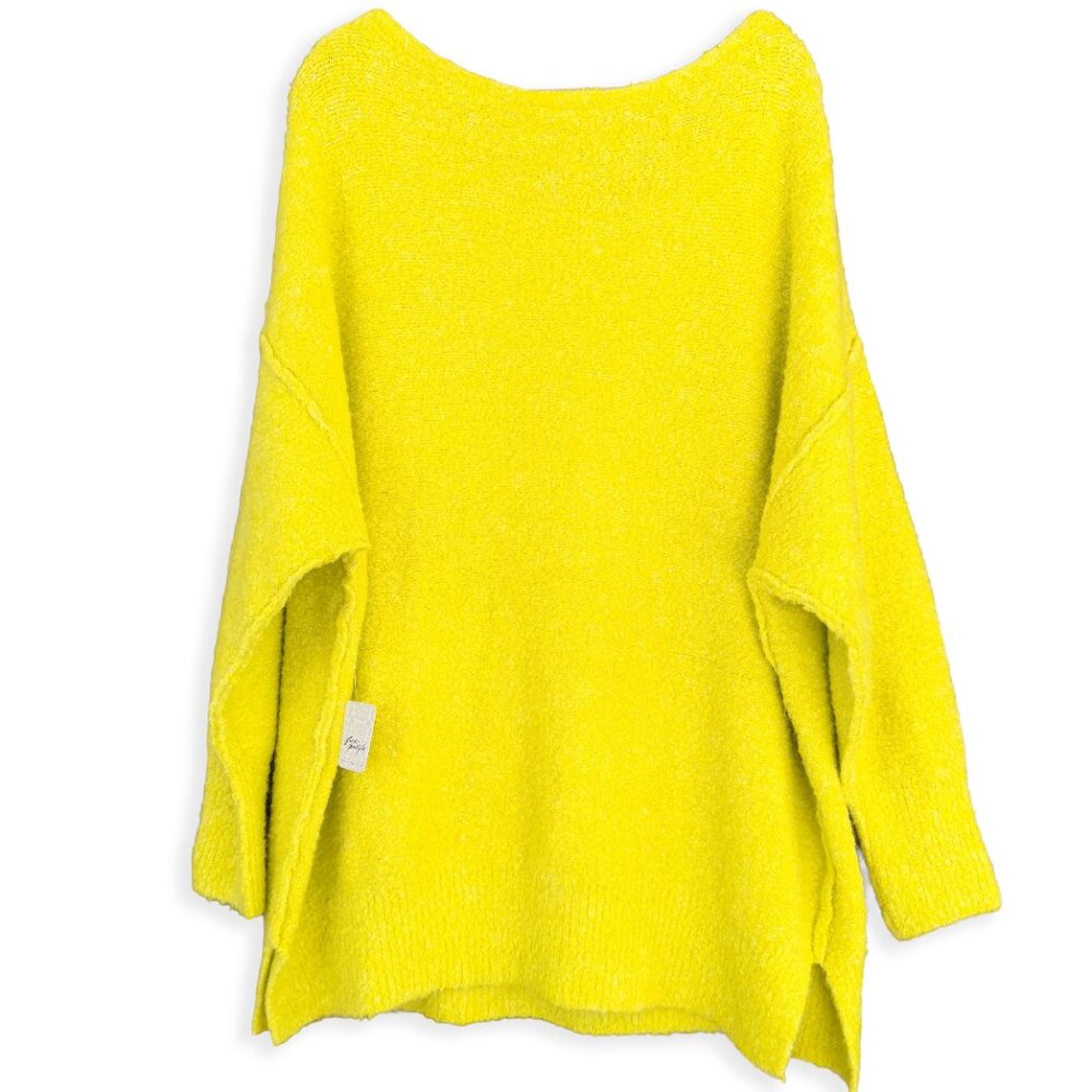 Free People Moira Slouchy Tunic Sweater in Citron Sun Combo Boucle Knit Large - Picture 5 of 12